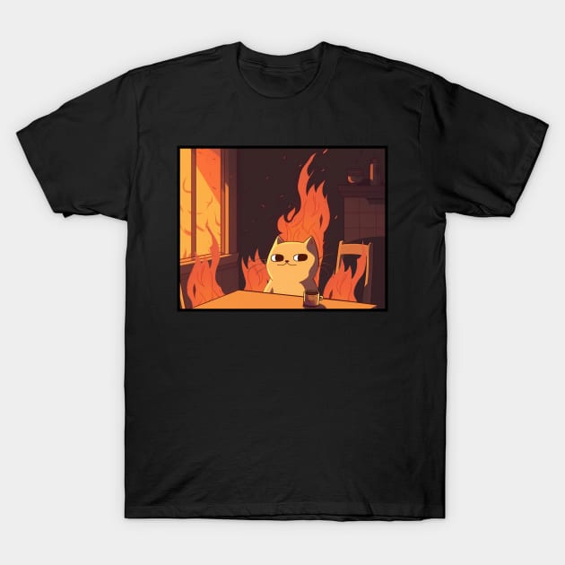 this is fine cat parody no text T-Shirt by hunnydoll